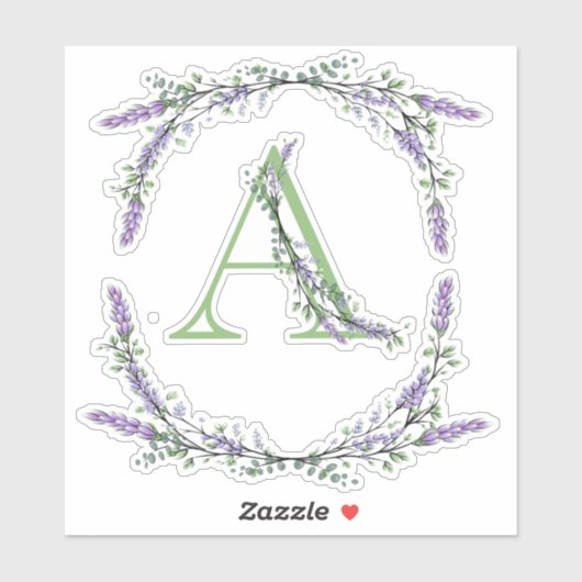 Monogram A lavender Eucalyptus Sticker (Vel)