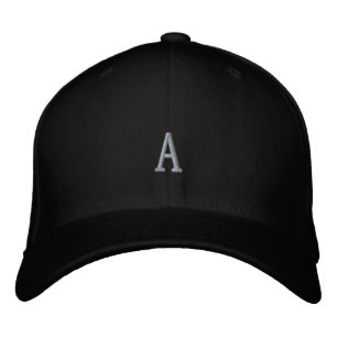 Monogram A Letter of Initiaal Zwarte Basis Flexfit Geborduurde Pet