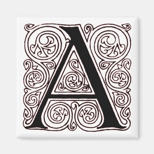 Monogram "A" met donkere rode zwemmen - Magnet Magneet (Voorkant)
