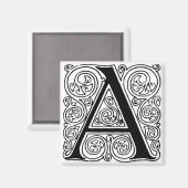 Monogram 'A' met wervelingen - magneet (Voorkant / Achterkant)