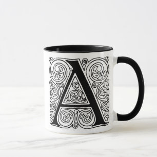 Monogram "A" met wervelingen - Mok