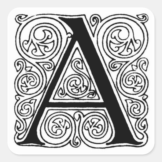 Monogram "A" met wervelingen - sticker (Voorkant)