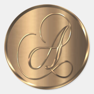 Monogram A NONMETALLIC Bronze Envelope Seal Ronde Sticker