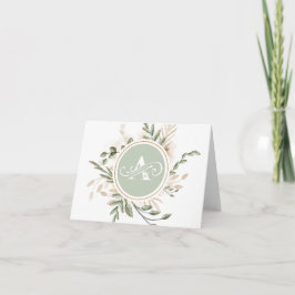 Monogram A Persoonlijk Rond Greenery Botanisch Bedankkaart