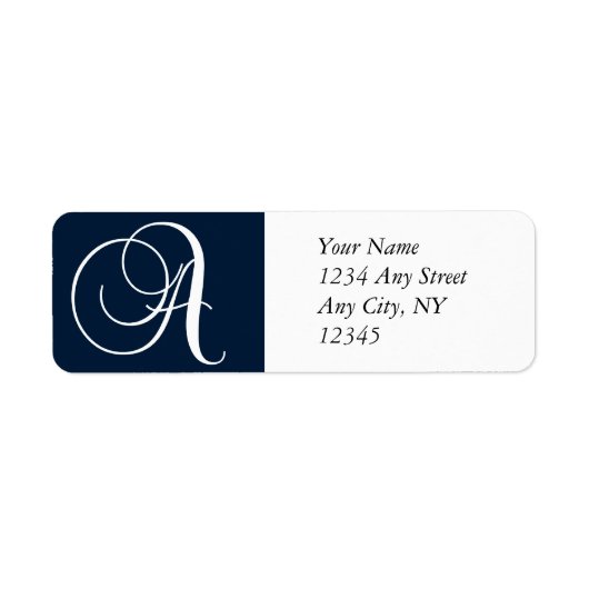 Monogram A retouradres Etiketten Navy Blue (Voorkant)