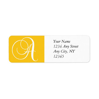 Monogram A retouradres labels geel