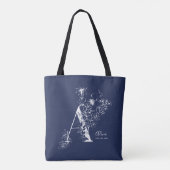 Monogram A Rustic floral Navy Blue op maat Draagtas (Achterkant)