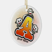 Monogram A Sock Monkey Keramisch Ornament (Rechts)