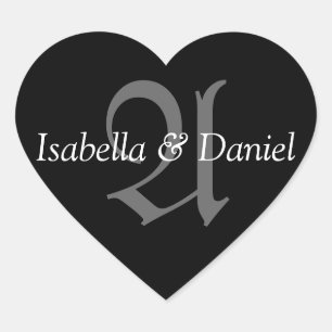 Monogram A Wedding Hearts Seal Stickers