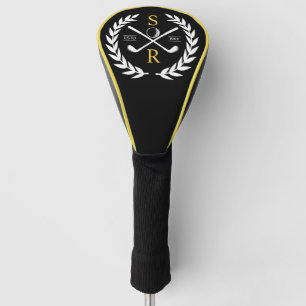 Monogram Aangepast Elegant Golf Gold Wreath Golfheadcover