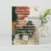 Monogram Aangepast Foto QR Code Golden Linen Kaart (Staand voorkant)