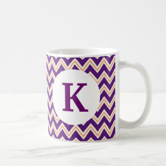 Monogram Aangepast gedrukte koffie Mok Paars Chevr