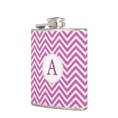 Monogram Aangepast Initiaal Moderne Paarse Chevron Heupfles (Links)