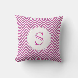 Monogram Aangepast Initiaal Moderne Paarse Chevron Kussen
