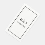 Monogram Aangepast Koppel Naam Zwart Wit Minimaal Servet (Hoek)