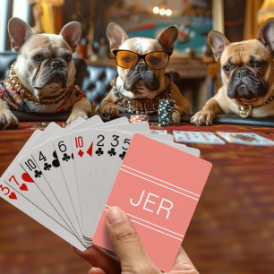 Monogram Aangepast Persoonlijk Modern Initiaal Kor Pokerkaarten