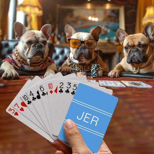 Monogram Aangepast Persoonlijk Moderne Initiaal Bl Pokerkaarten