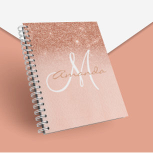Monogram Aangepast Roos Gold Ombre Gift Notitieboek