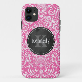 Monogram aangepast roze ventilatordambord iPhone 11 hoesje