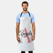 Monogram Aangepast Schort op maat - Roze (Gedragen)