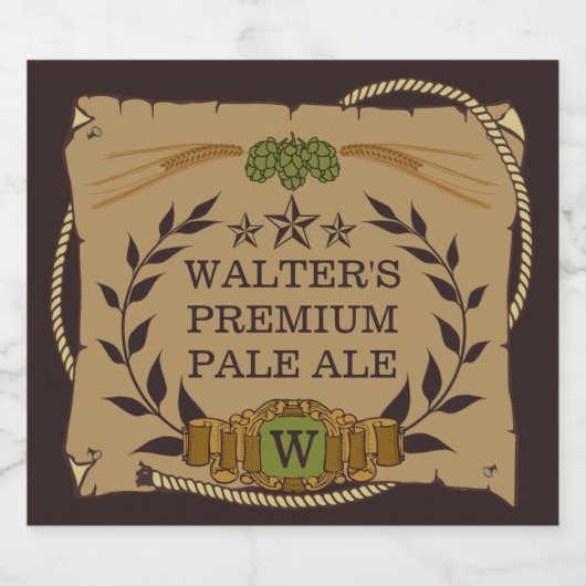 Monogram Aangepaste bierlabels Bier Etiket (Enkel label)