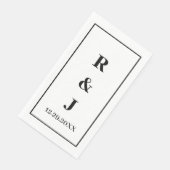 Monogram Aangepaste Couple Naam Zwart Witte Legant Servet (Hoek)