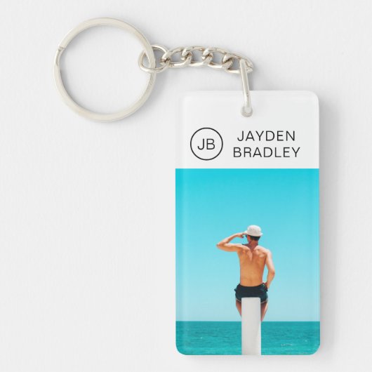 Monogram Aangepaste foto Aangepaste foto Aangepast Sleutelhanger (Voorkant)