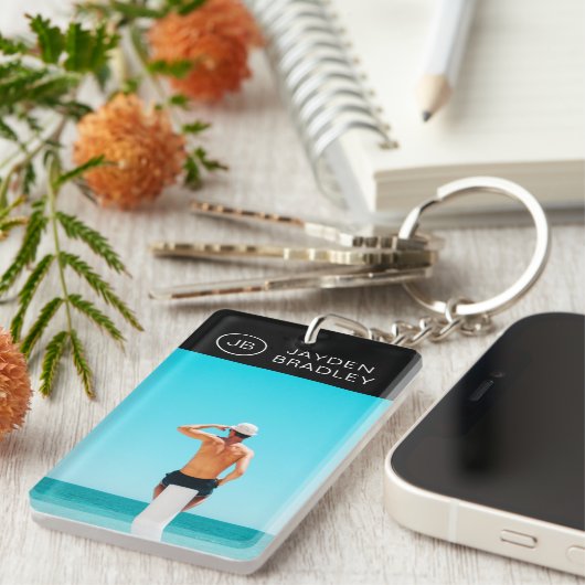 Monogram Aangepaste foto Aangepaste foto Aangepast Sleutelhanger (Voorkant Rechts)