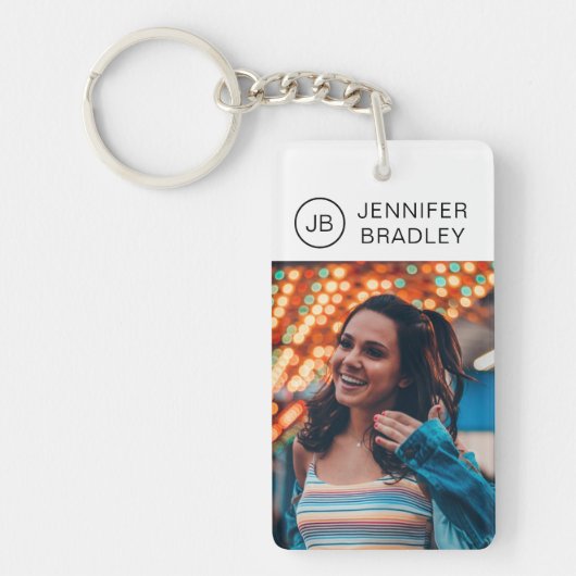 Monogram Aangepaste foto Aangepaste foto Aangepast Sleutelhanger (Voorkant)