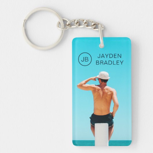 Monogram Aangepaste foto Aangepaste foto Aangepast Sleutelhanger (Voorkant)