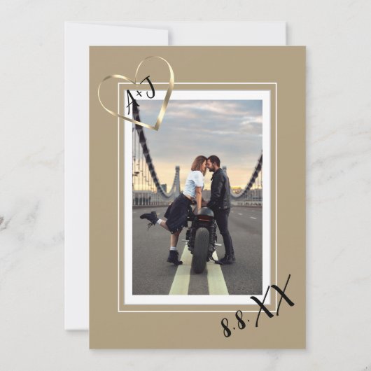 Monogram Aangepaste foto QR-code Goudgrijs Kaart (Achterkant)