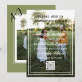 Monogram Aangepaste foto QR-code inlijsting Groen Kaart (Voorkant / Achterkant)