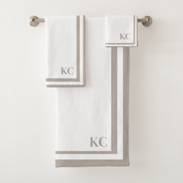 Monogram Aangepaste Initialen - Hotel Border Handd Bad Handdoek