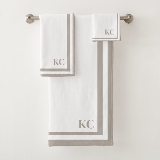 Monogram Aangepaste Initialen - Hotel Border Handd Bad Handdoek (Insitu)