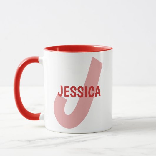 Monogram Aangepaste Letter en Naam Mok (Links)