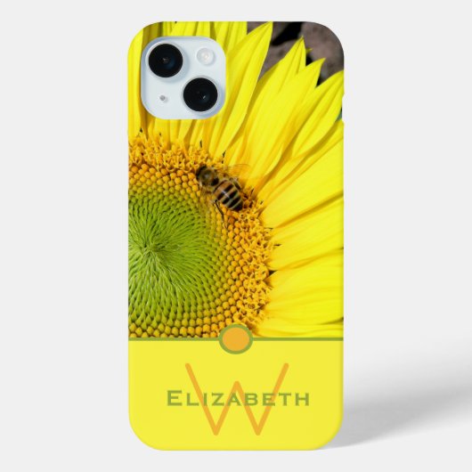 Monogram Aangepaste naam Beeld op Foto zonnebloem Case-Mate iPhone Case (Achterkant)