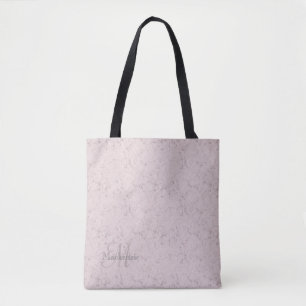 Monogram Aangepaste naam Blush roze grijze marmer  Draagtas