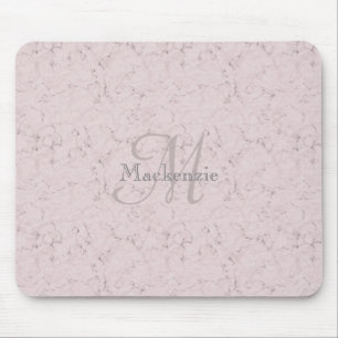Monogram Aangepaste naam Blush roze grijze marmer  Muismat