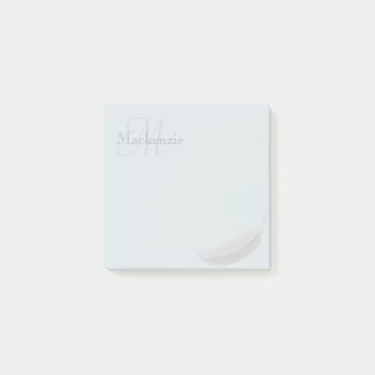 Monogram Aangepaste naam Engel Weer Licht Grijs Post-it® Notes (Voorkant)