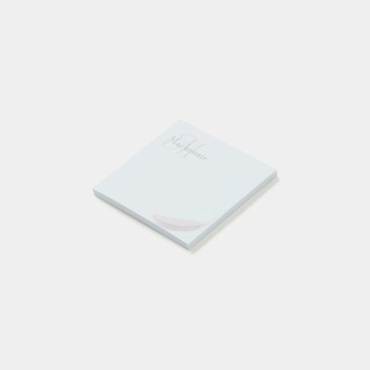 Monogram Aangepaste naam Engel Weer Licht Grijs Post-it® Notes (Schuin)