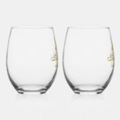 Monogram Aangepaste Naam  Gepersonaliseerd Wijnglas Zonder Voet (Rechts)