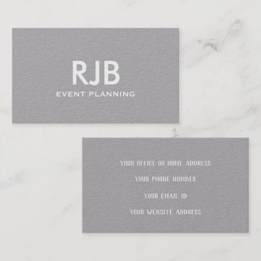 Monogram Aangepaste naam Grijs Papier Eenvoudig Visitekaartje (Voorkant / Achterkant)