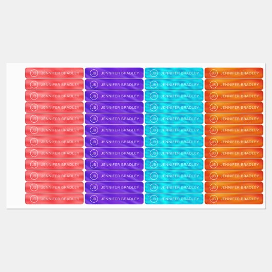 Monogram Aangepaste naam Kleding Label Rood Blauw (Vel)