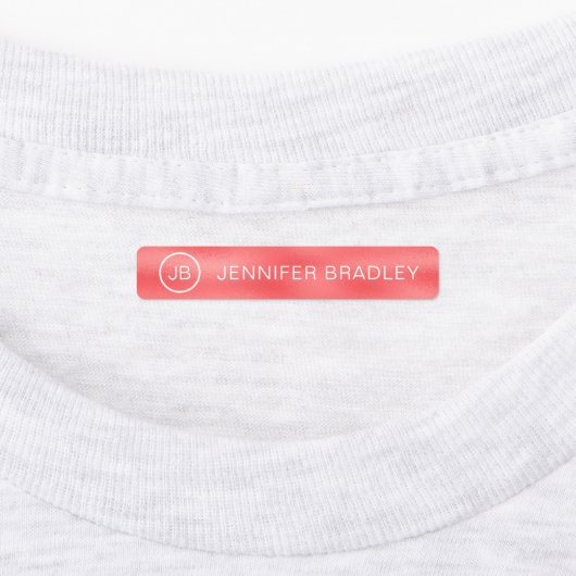 Monogram Aangepaste naam Kleding Label Rood Blauw (Aangebracht)