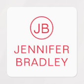 Monogram Aangepaste naam Kleding Labels Rood Blauw (Design 1)