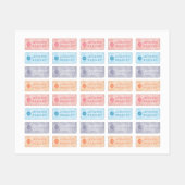 Monogram Aangepaste naam Kleding Labels Roze Blauw (Vel)