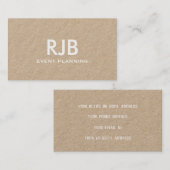 Monogram Aangepaste naam Kraft papier Eenvoudig Visitekaartje (Voorkant / Achterkant)