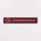 Monogram Aangepaste naam Modern Rood Roze Meisje Labels (Design 1)