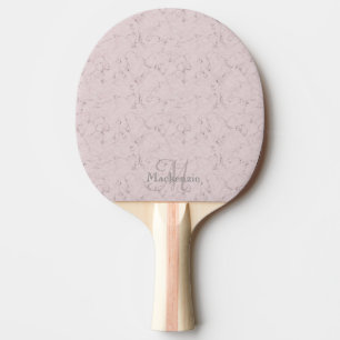 Monogram Aangepaste naam Roze grijs marmer Patroon Tafeltennisbatje