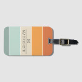 Monogram Aangepaste naam Stripe Peach Blue Coral B Bagagelabel (Voorkant (horizontaal))
